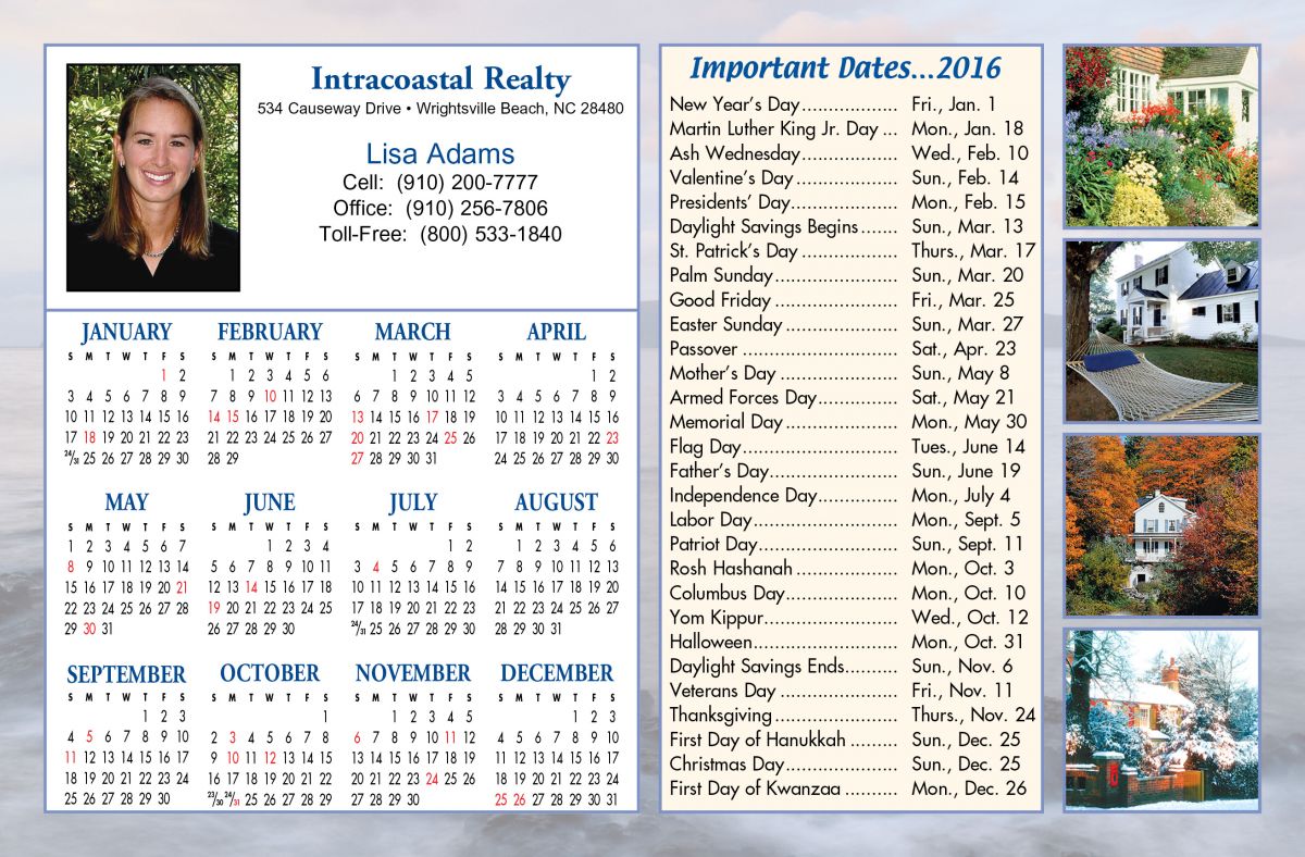Jumbo Postcard Calendars with Strip Important Dates