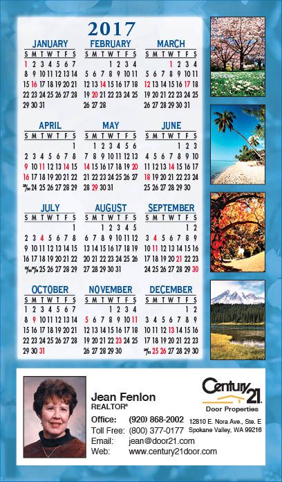 Jumbo Postcard Calendars with Magnetic Strip: Seasonal Vertical