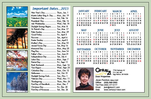 Jumbo Postcard Calendars with Magnetic Strip: Important Dates