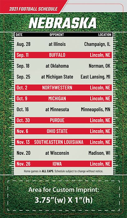 Football Schedules Full Magnetic Back: Nebraska Full Magnet Football ...